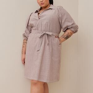 Torrid Striped Mini Cotton Poly Blouson Sleeve Shirt Dress 2X NWT 40056348